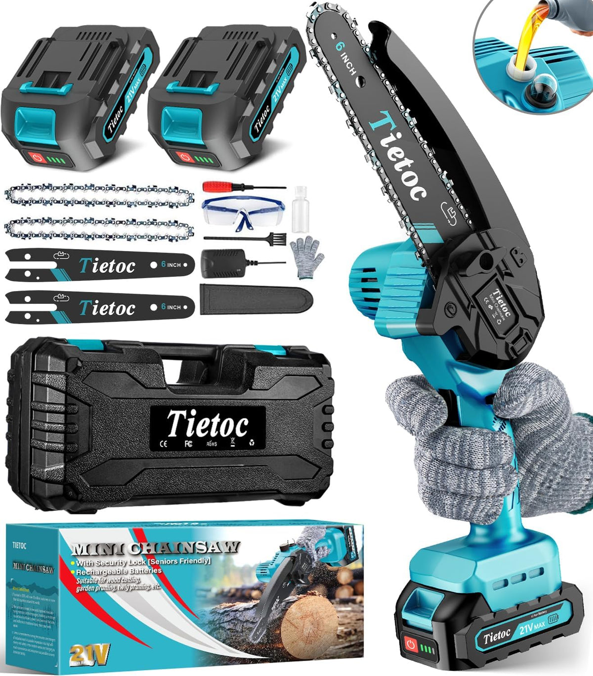 Chainsaw 6 Inch Mini Electric Chainsaw Cordless Battery Powered, Hand Held Saw for Wood/Trees Trimming, Tools for Household and Garden, Chain Saw Gift for Men Dad Husband Fathers Gardener 2026