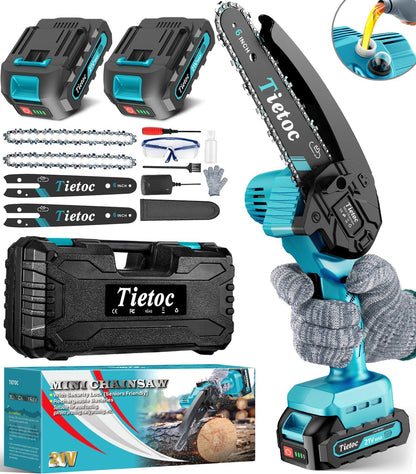 Chainsaw 6 Inch Mini Electric Chainsaw Cordless Battery Powered, Hand Held Saw for Wood/Trees Trimming, Tools for Household and Garden, Chain Saw Gift for Men Dad Husband Fathers Gardener 2026