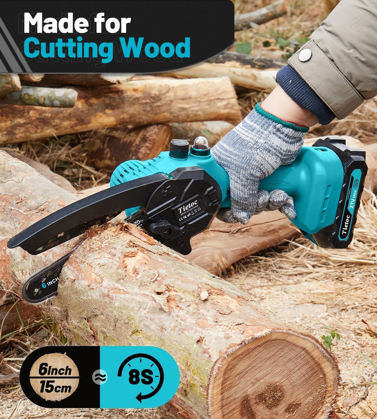 Chainsaw 6 Inch Mini Electric Chainsaw Cordless Battery Powered, Hand Held Saw for Wood/Trees Trimming, Tools for Household and Garden, Chain Saw Gift for Men Dad Husband Fathers Gardener 2026
