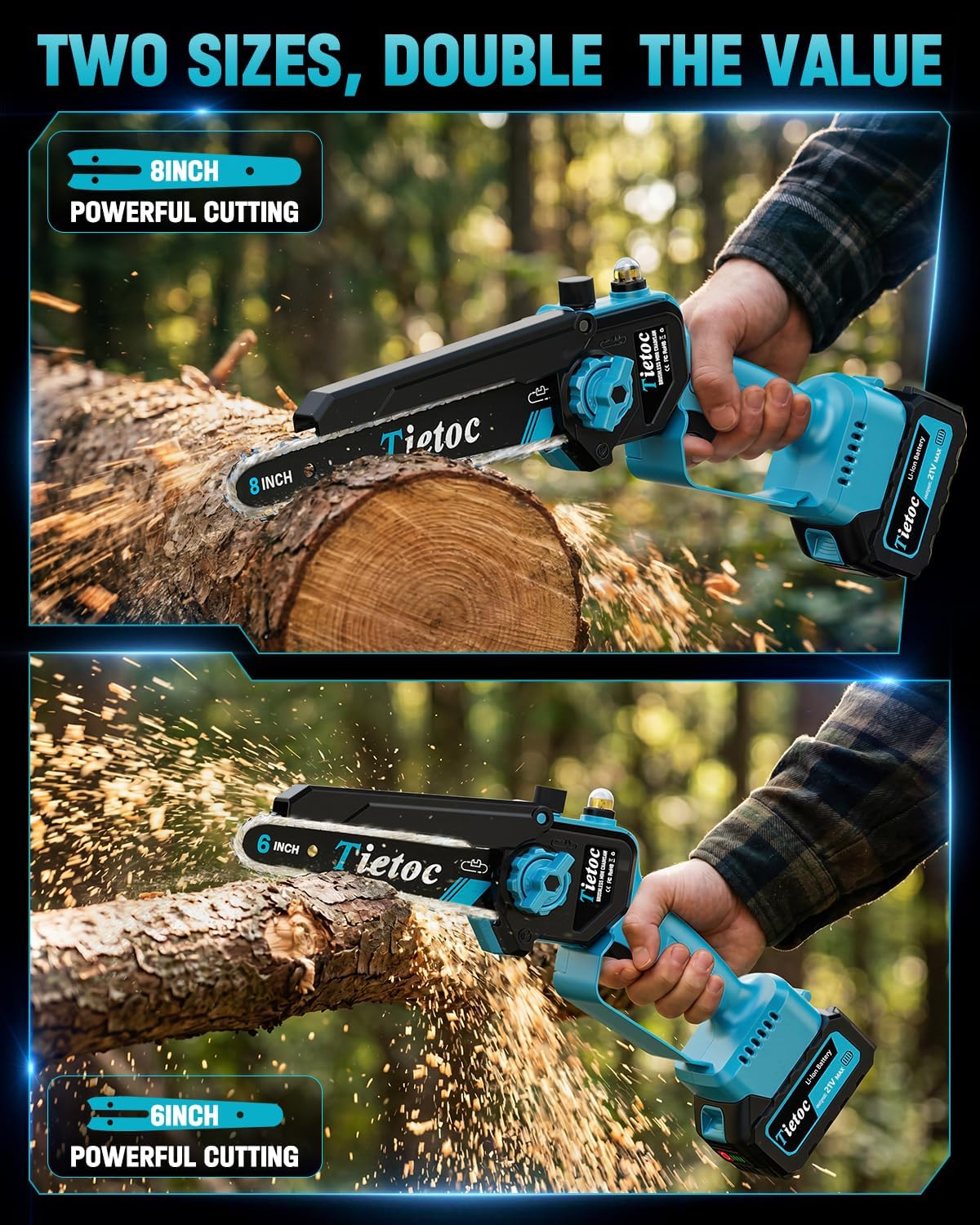 Chainsaw 6 Inch Mini Electric Chainsaw Cordless Battery Powered, Hand Held Saw for Wood/Trees Trimming, Tools for Household and Garden, Chain Saw Gift for Men Dad Husband Fathers Gardener 2026