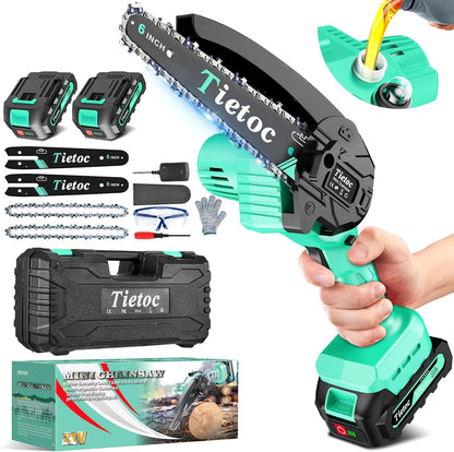 Chainsaw 6 Inch Mini Electric Chainsaw Cordless Battery Powered, Hand Held Saw for Wood/Trees Trimming, Tools for Household and Garden, Chain Saw Gift for Men Dad Husband Fathers Gardener 2026