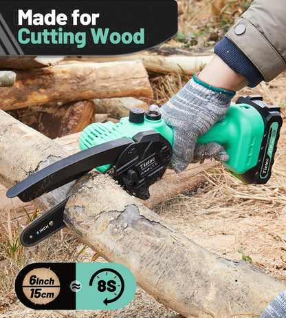 Chainsaw 6 Inch Mini Electric Chainsaw Cordless Battery Powered, Hand Held Saw for Wood/Trees Trimming, Tools for Household and Garden, Chain Saw Gift for Men Dad Husband Fathers Gardener 2026