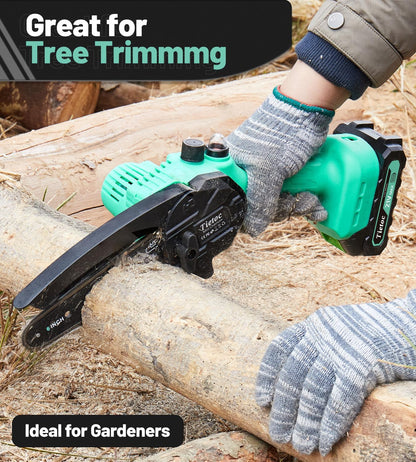 Chainsaw 6 Inch Mini Electric Chainsaw Cordless Battery Powered, Hand Held Saw for Wood/Trees Trimming, Tools for Household and Garden, Chain Saw Gift for Men Dad Husband Fathers Gardener 2026