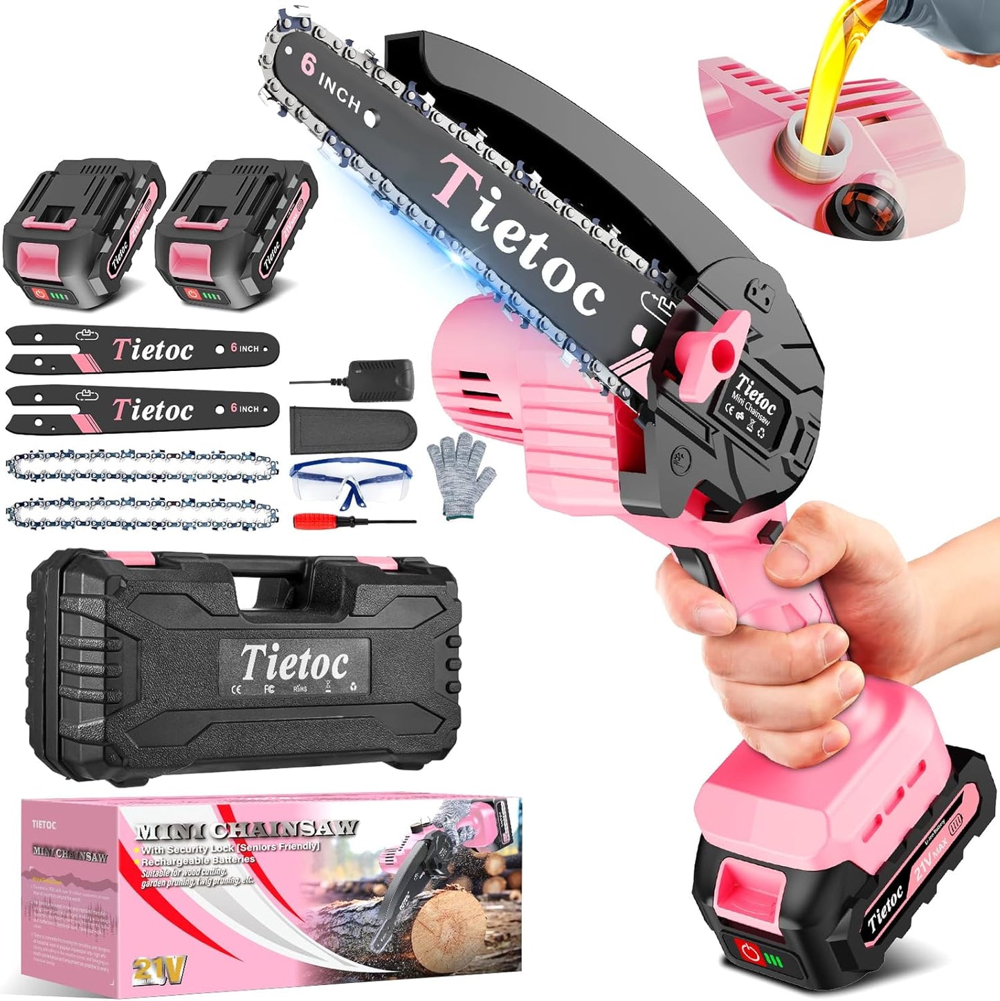 Chainsaw 6 Inch Mini Electric Chainsaw Cordless Battery Powered, Hand Held Saw for Wood/Trees Trimming, Tools for Household and Garden, Chain Saw Gift for Men Dad Husband Fathers Gardener 2026