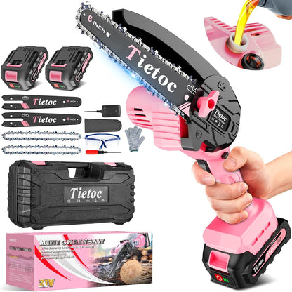 Chainsaw 6 Inch Mini Electric Chainsaw Cordless Battery Powered, Hand Held Saw for Wood/Trees Trimming, Tools for Household and Garden, Chain Saw Gift for Men Dad Husband Fathers Gardener 2026