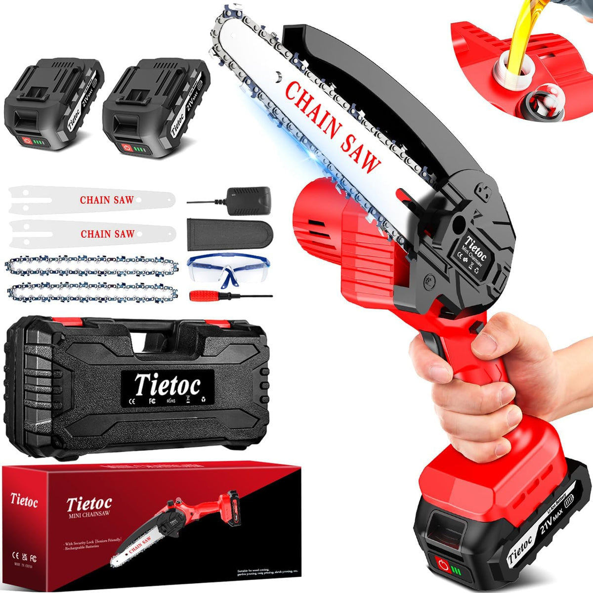 Chainsaw 6 Inch Mini Electric Chainsaw Cordless Battery Powered, Hand Held Saw for Wood/Trees Trimming, Tools for Household and Garden, Chain Saw Gift for Men Dad Husband Fathers Gardener 2026