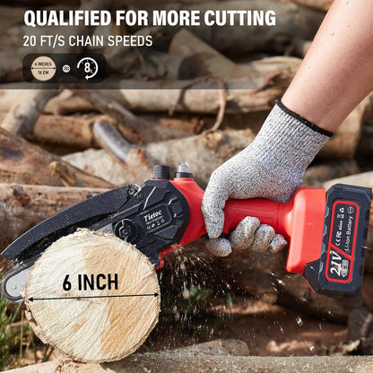 Chainsaw 6 Inch Mini Electric Chainsaw Cordless Battery Powered, Hand Held Saw for Wood/Trees Trimming, Tools for Household and Garden, Chain Saw Gift for Men Dad Husband Fathers Gardener 2026