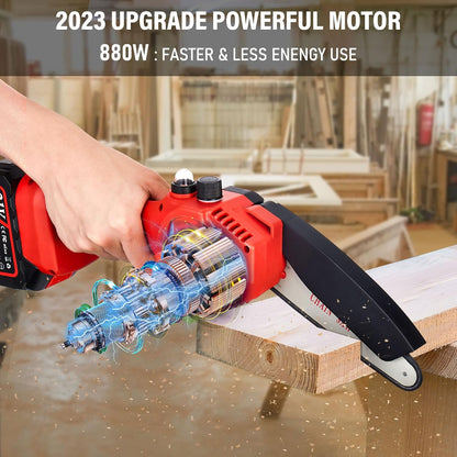 Chainsaw 6 Inch Mini Electric Chainsaw Cordless Battery Powered, Hand Held Saw for Wood/Trees Trimming, Tools for Household and Garden, Chain Saw Gift for Men Dad Husband Fathers Gardener 2026