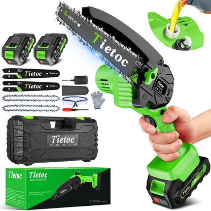 Chainsaw 6 Inch Mini Electric Chainsaw Cordless Battery Powered, Hand Held Saw for Wood/Trees Trimming, Tools for Household and Garden, Chain Saw Gift for Men Dad Husband Fathers Gardener 2026