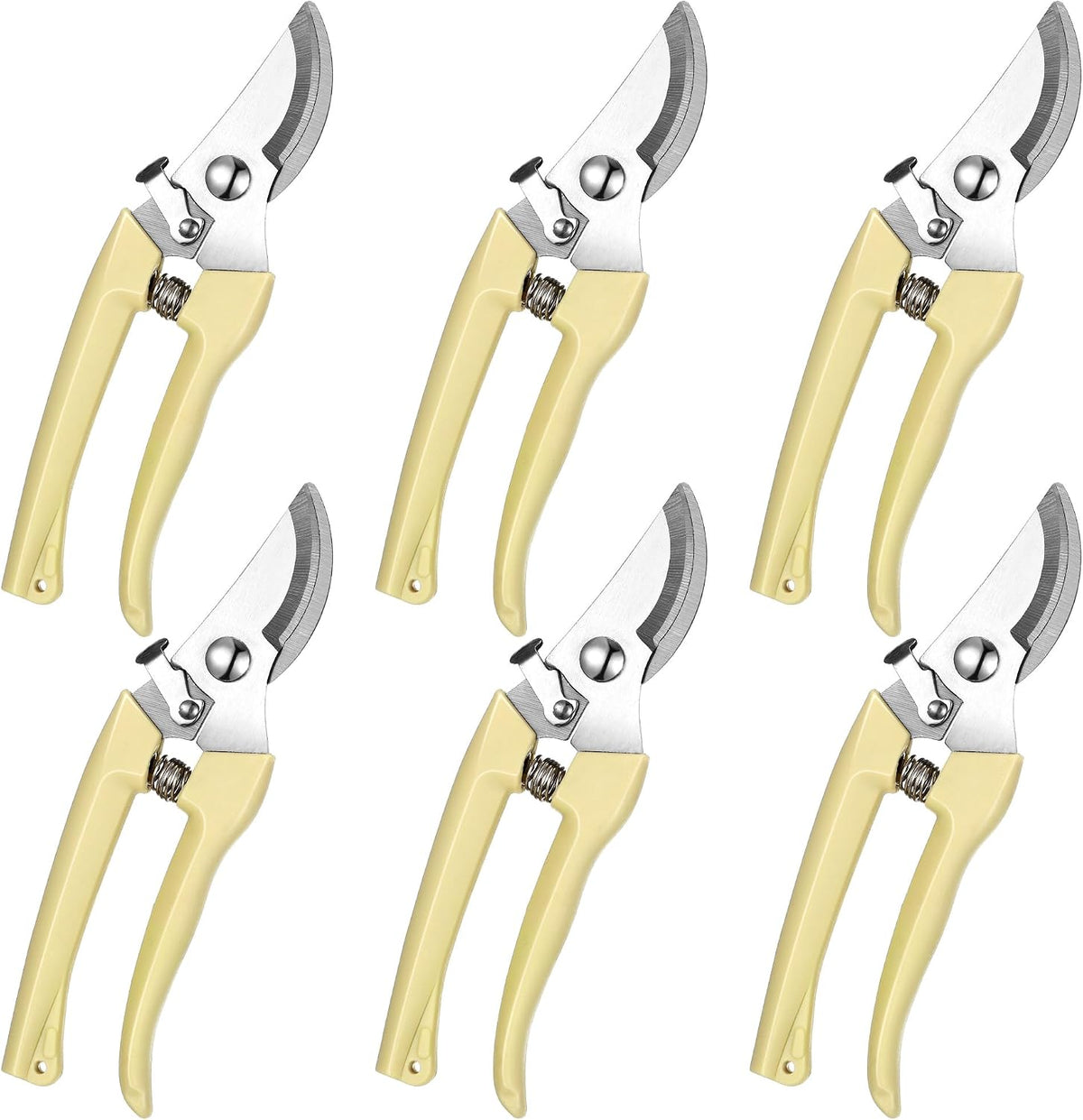 6 Pcs Garden Pruning Shears Flower Scissors Handheld Heavy Duty Garden Shears Stainless Steel Clippers for Cutting Flowers, Tree Trimming, Gardening Gifts(Beige)