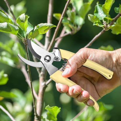 6 Pcs Garden Pruning Shears Flower Scissors Handheld Heavy Duty Garden Shears Stainless Steel Clippers for Cutting Flowers, Tree Trimming, Gardening Gifts(Beige)