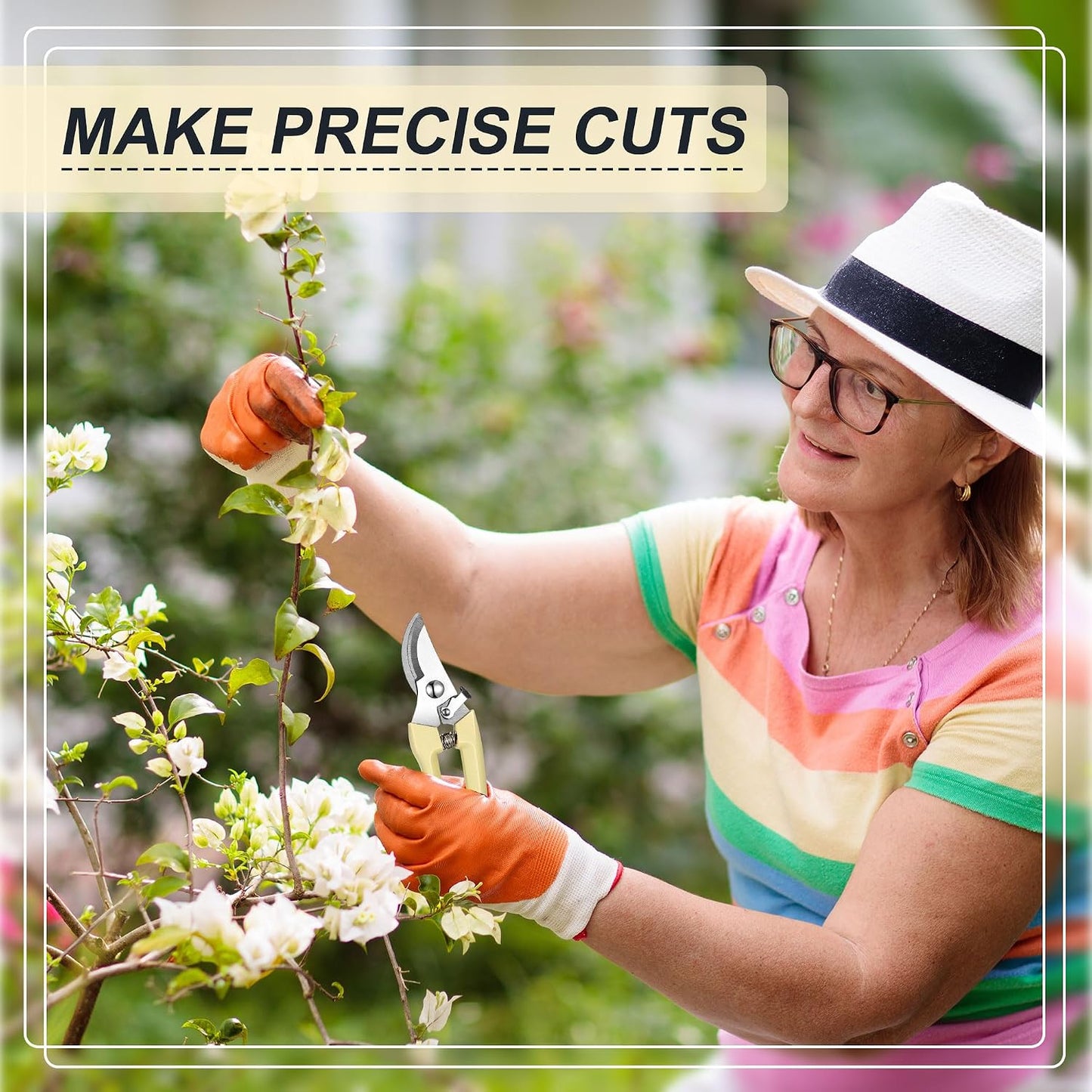 6 Pcs Garden Pruning Shears Flower Scissors Handheld Heavy Duty Garden Shears Stainless Steel Clippers for Cutting Flowers, Tree Trimming, Gardening Gifts(Beige)