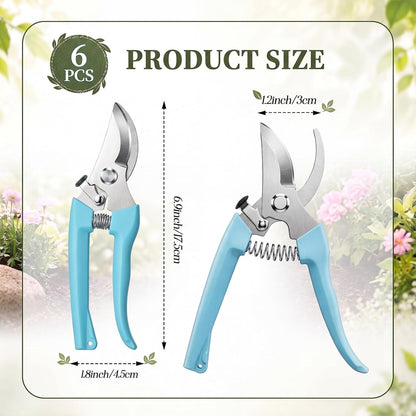 6 Pcs Garden Pruning Shears Flower Scissors Handheld Heavy Duty Garden Shears Stainless Steel Clippers for Cutting Flowers, Tree Trimming, Gardening Gifts(Beige)