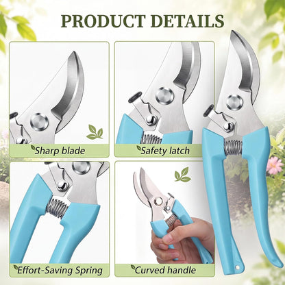 6 Pcs Garden Pruning Shears Flower Scissors Handheld Heavy Duty Garden Shears Stainless Steel Clippers for Cutting Flowers, Tree Trimming, Gardening Gifts(Beige)