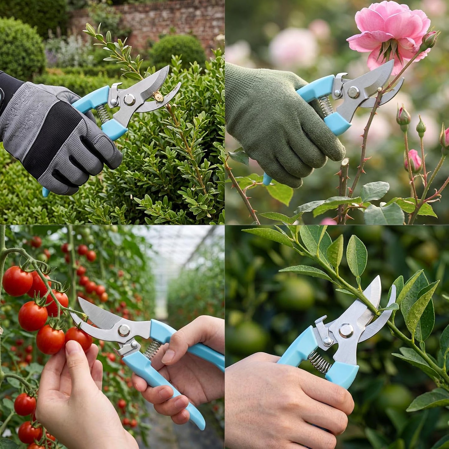 6 Pcs Garden Pruning Shears Flower Scissors Handheld Heavy Duty Garden Shears Stainless Steel Clippers for Cutting Flowers, Tree Trimming, Gardening Gifts(Beige)