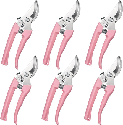 6 Pcs Garden Pruning Shears Flower Scissors Handheld Heavy Duty Garden Shears Stainless Steel Clippers for Cutting Flowers, Tree Trimming, Gardening Gifts(Beige)