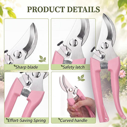 6 Pcs Garden Pruning Shears Flower Scissors Handheld Heavy Duty Garden Shears Stainless Steel Clippers for Cutting Flowers, Tree Trimming, Gardening Gifts(Beige)