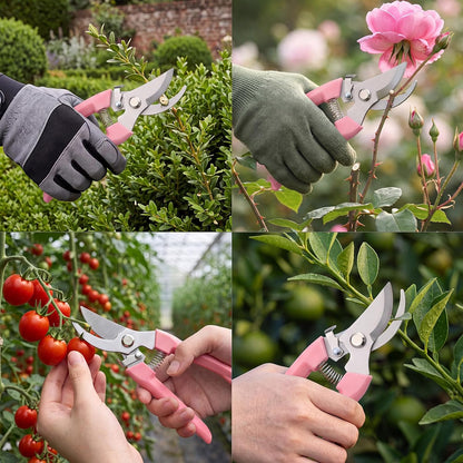 6 Pcs Garden Pruning Shears Flower Scissors Handheld Heavy Duty Garden Shears Stainless Steel Clippers for Cutting Flowers, Tree Trimming, Gardening Gifts(Beige)
