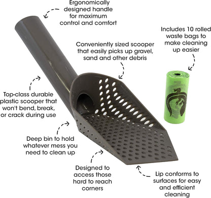 Cold Life Super Scoop Sifter Terrarium Bedding Substrate and Small Pet Cage Cleaner Shovel with 10 ct Poop Bags