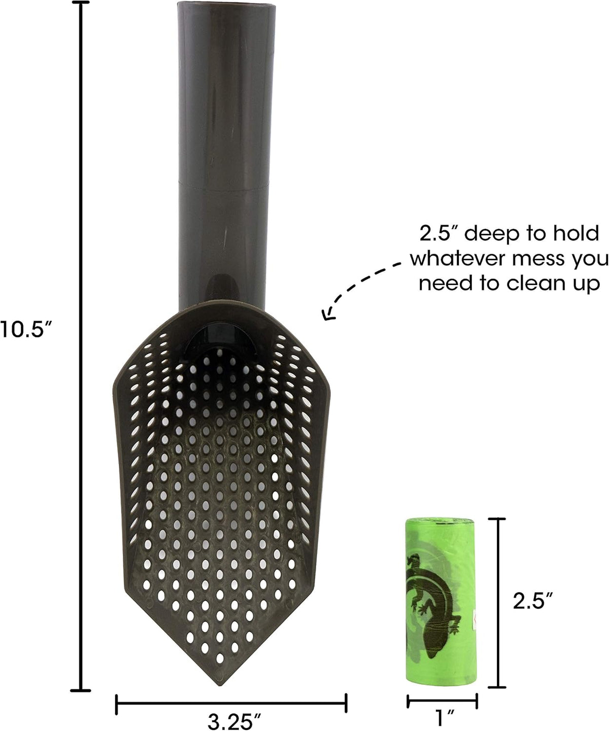 Cold Life Super Scoop Sifter Terrarium Bedding Substrate and Small Pet Cage Cleaner Shovel with 10 ct Poop Bags