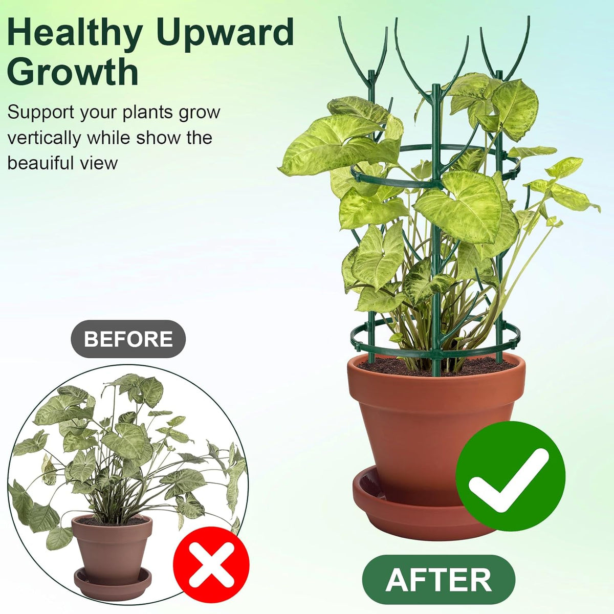 24 Pcs Plant Support Stakes, Half Round Plant Support for Indoor Plants, Stackable Garden Flower Support, Plant Stakes for Tomato, Monstera, Peony, Hydrangea Climbing Plants (6.2 "Wide X 11.6" High)
