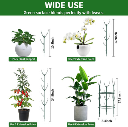 30Pcs Stackable Plant Support Stakes, Plant Stakes for Monstera Plant Stem Supports for Indoor Plants, Includes Garden Wire, Ties & Cutter for Pothos, Money Plant, Vines, Outdoors
