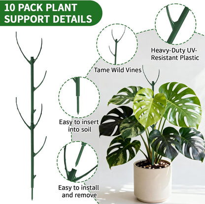 30Pcs Stackable Plant Support Stakes, Plant Stakes for Monstera Plant Stem Supports for Indoor Plants, Includes Garden Wire, Ties & Cutter for Pothos, Money Plant, Vines, Outdoors