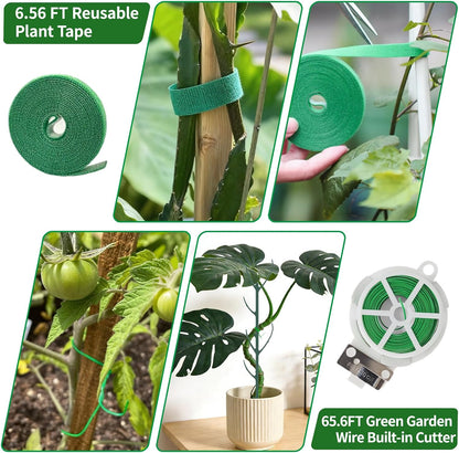 30Pcs Stackable Plant Support Stakes, Plant Stakes for Monstera Plant Stem Supports for Indoor Plants, Includes Garden Wire, Ties & Cutter for Pothos, Money Plant, Vines, Outdoors