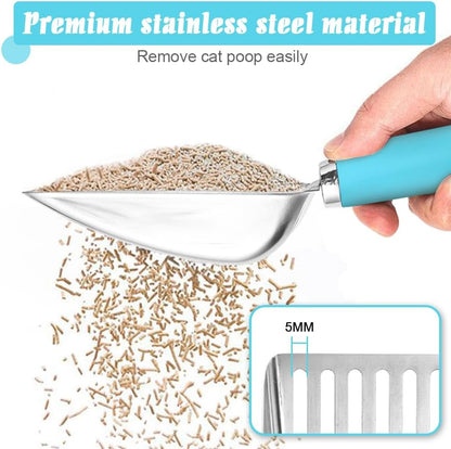Cat Litter Scoop - Stainless Steel Metal Cat Litter Scoop-Kitty Metal Scooper-Sturdy Mesh Scooper - Mesh Shovel-Easy to Clean - Suitable for Cat Litter Box - Light Black