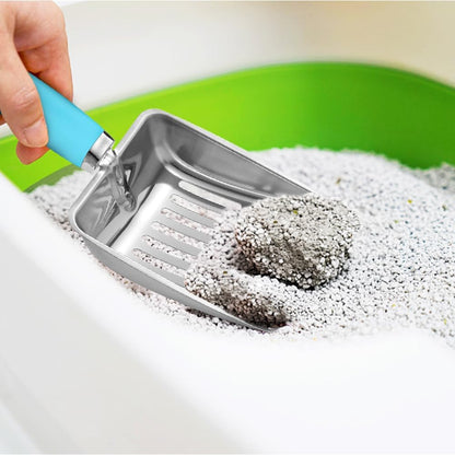 Cat Litter Scoop - Stainless Steel Metal Cat Litter Scoop-Kitty Metal Scooper-Sturdy Mesh Scooper - Mesh Shovel-Easy to Clean - Suitable for Cat Litter Box - Light Black