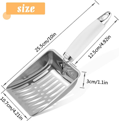 Cat Litter Scoop - Stainless Steel Metal Cat Litter Scoop-Kitty Metal Scooper-Sturdy Mesh Scooper - Mesh Shovel-Easy to Clean - Suitable for Cat Litter Box - Light Black
