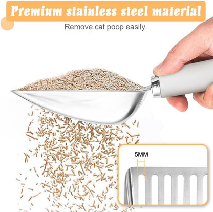 Cat Litter Scoop - Stainless Steel Metal Cat Litter Scoop-Kitty Metal Scooper-Sturdy Mesh Scooper - Mesh Shovel-Easy to Clean - Suitable for Cat Litter Box - Light Black