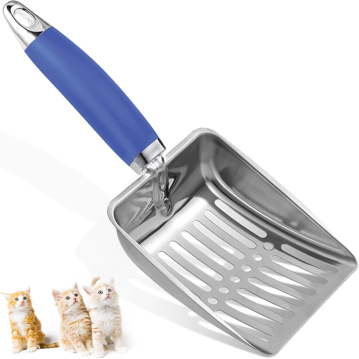 Cat Litter Scoop - Stainless Steel Metal Cat Litter Scoop-Kitty Metal Scooper-Sturdy Mesh Scooper - Mesh Shovel-Easy to Clean - Suitable for Cat Litter Box - Light Black