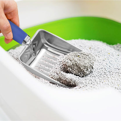 Cat Litter Scoop - Stainless Steel Metal Cat Litter Scoop-Kitty Metal Scooper-Sturdy Mesh Scooper - Mesh Shovel-Easy to Clean - Suitable for Cat Litter Box - Light Black