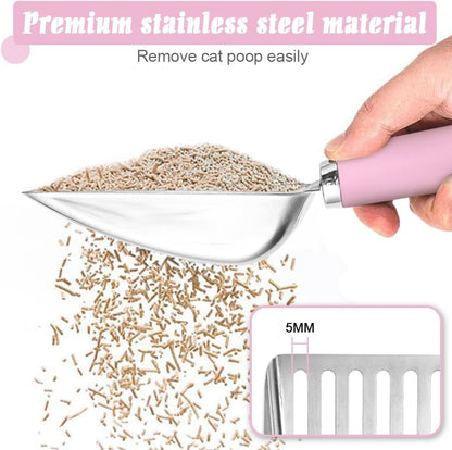Cat Litter Scoop - Stainless Steel Metal Cat Litter Scoop-Kitty Metal Scooper-Sturdy Mesh Scooper - Mesh Shovel-Easy to Clean - Suitable for Cat Litter Box - Light Black