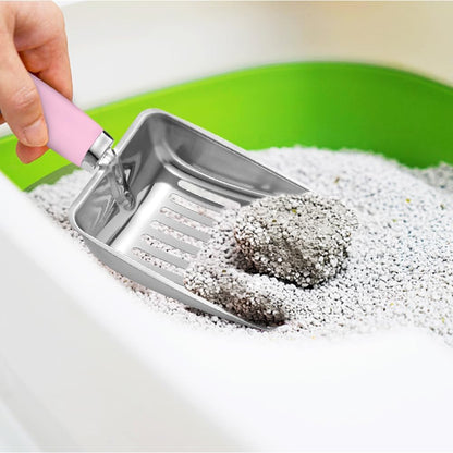 Cat Litter Scoop - Stainless Steel Metal Cat Litter Scoop-Kitty Metal Scooper-Sturdy Mesh Scooper - Mesh Shovel-Easy to Clean - Suitable for Cat Litter Box - Light Black