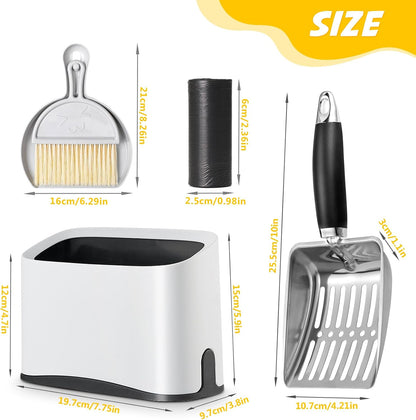 Cat Litter Scoop - Stainless Steel Metal Cat Litter Scoop-Kitty Metal Scooper-Sturdy Mesh Scooper - Mesh Shovel-Easy to Clean - Suitable for Cat Litter Box - Light Black