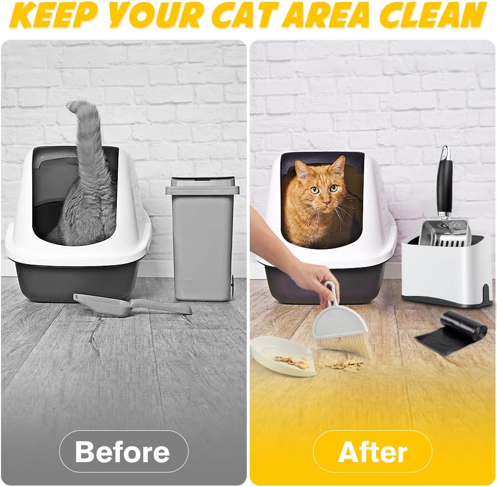 Cat Litter Scoop - Stainless Steel Metal Cat Litter Scoop-Kitty Metal Scooper-Sturdy Mesh Scooper - Mesh Shovel-Easy to Clean - Suitable for Cat Litter Box - Light Black