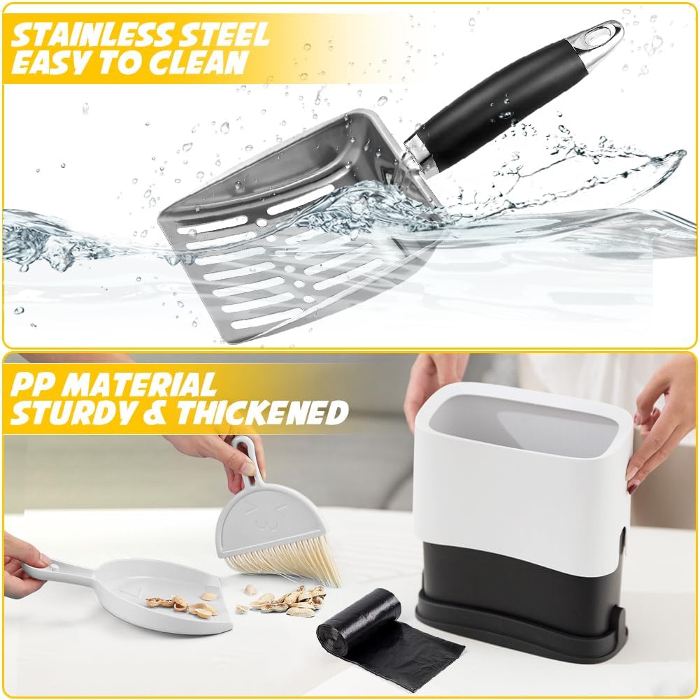 Cat Litter Scoop - Stainless Steel Metal Cat Litter Scoop-Kitty Metal Scooper-Sturdy Mesh Scooper - Mesh Shovel-Easy to Clean - Suitable for Cat Litter Box - Light Black