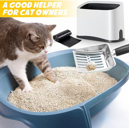 Cat Litter Scoop - Stainless Steel Metal Cat Litter Scoop-Kitty Metal Scooper-Sturdy Mesh Scooper - Mesh Shovel-Easy to Clean - Suitable for Cat Litter Box - Light Black