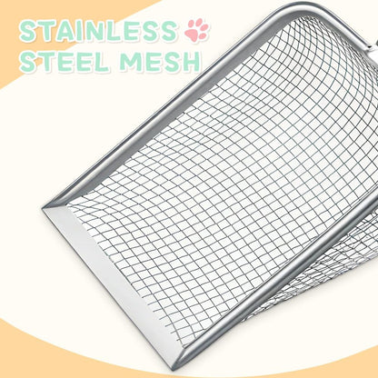 Cat Litter Scoop - Stainless Steel Metal Cat Litter Scoop-Kitty Metal Scooper-Sturdy Mesh Scooper - Mesh Shovel-Easy to Clean - Suitable for Cat Litter Box - Light Black
