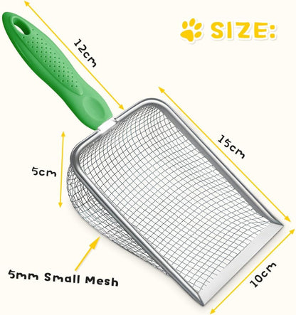 Cat Litter Scoop - Stainless Steel Metal Cat Litter Scoop-Kitty Metal Scooper-Sturdy Mesh Scooper - Mesh Shovel-Easy to Clean - Suitable for Cat Litter Box - Light Black