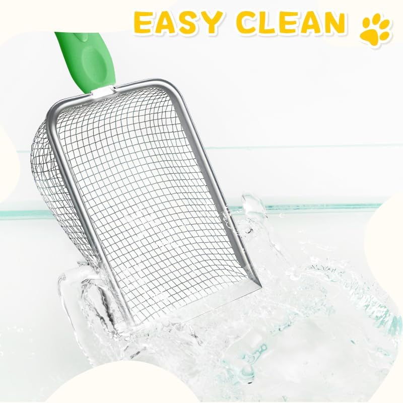 Cat Litter Scoop - Stainless Steel Metal Cat Litter Scoop-Kitty Metal Scooper-Sturdy Mesh Scooper - Mesh Shovel-Easy to Clean - Suitable for Cat Litter Box - Light Black