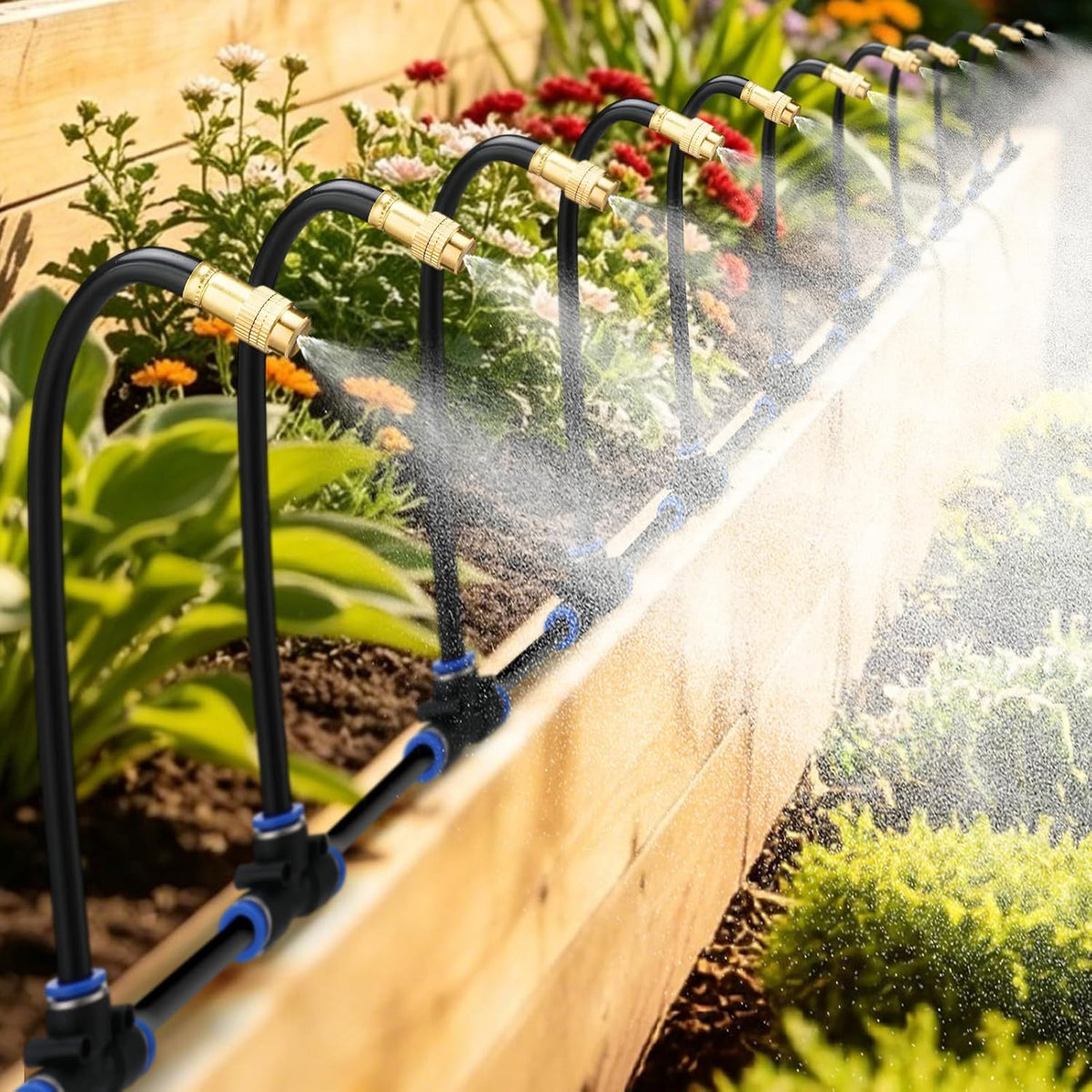 49ft Drip Irrigation System Kit for Raised Bed Plants Lawn
