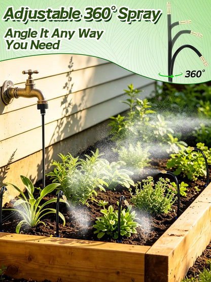 49ft Drip Irrigation System Kit for Raised Bed Plants Lawn