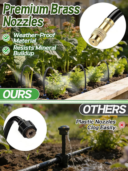 49ft Drip Irrigation System Kit for Raised Bed Plants Lawn