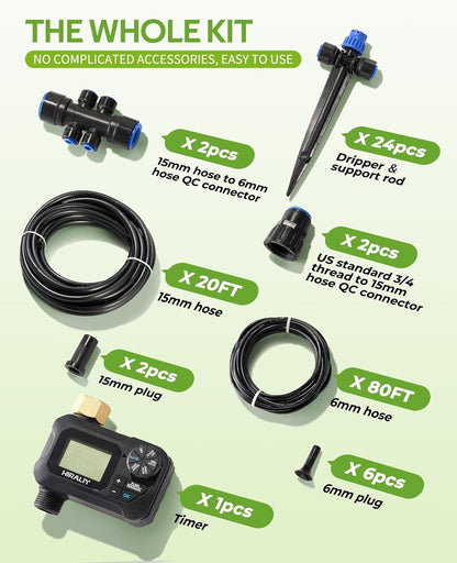 100FT Automatic Drip Irrigation Kit with Timer