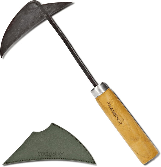 Triangle Homi Hand Hoe - Traditional Handmade Korean Garden Tool for Weeding Digging & Planting with Forged Steel & Chestnut and Acacia Wood Handle