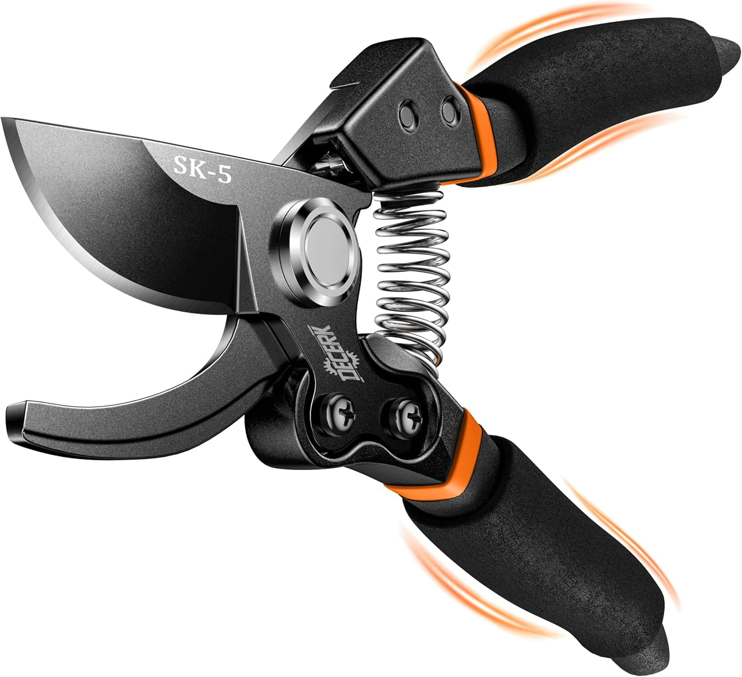 DECERK® Bypass Pruning Shears for Arthritic Hands, 5mm Cushioned Foam Grips