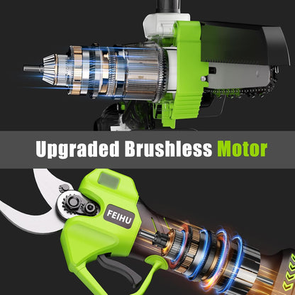 Electric Pole Saws & Pruning Shears for Tree Trimming, 2-in-1 6 Inch Mini Chainsaw Cordless with Extension Pole, 2pcs Batteries, Auto Oiling, 15ft Reach, Tree Trimmer Limb Branch Cutter Pruner